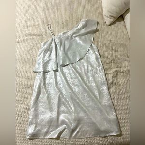 White shimmery one shoulder dress